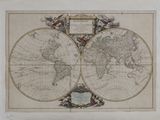 an old map of the world with a map of the continents