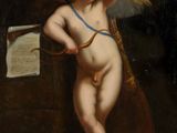 an image of a painting of an angel holding a harp