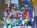 a pile of assorted items sitting on the floor