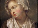 un tableau représentant une jeune fille portant un foulard blanc sur la tête