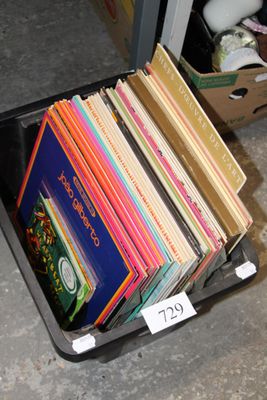 a suitcase full of books sitting on the floor