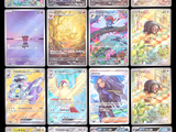 the cards are all different colors and sizes of each character