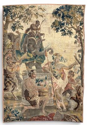 une image représentant une tapisserie sur laquelle figure un homme à cheval