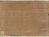 an old piece of brown paper with a green border