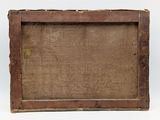 an old wooden frame with a picture of a bird on it