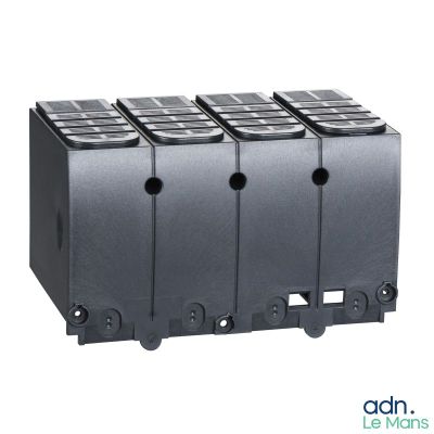 a close up of a group of four circuit breakers sitting on top of each other