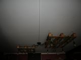 a light that is hanging from the ceiling in the room