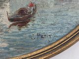 painting of a gondola on the water with a man in a boat