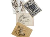 several old postcards with drawings of animals on them on a white surface