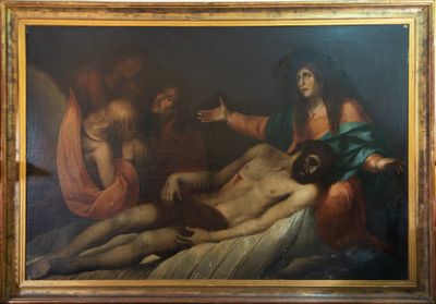 une image représentant un tableau où l'on voit un homme allongé sur un lit à côté d'une femme