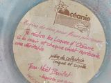 a label on the bottom of a bowl that is sitting on a table