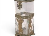 a glass box with a statue inside of it