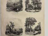 quatre tableaux différents représentant une scène champêtre accrochés au mur