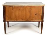an old wooden cabinet with marble top and legs on a white background