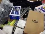 a pile of items sitting on a table in a room
