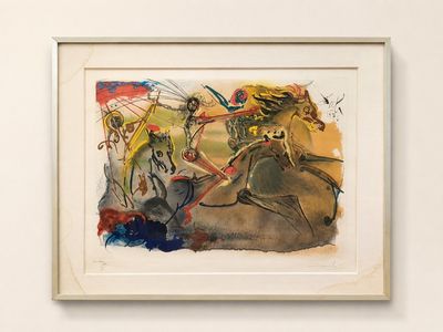 une image représentant un tableau où l'on voit un homme à cheval et une femme à cheval