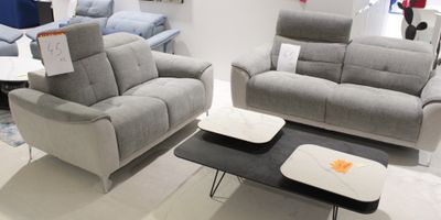 deux canapés et une causeuse dans un magasin