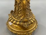 pair of antique brass candlesticks with birds and flowers