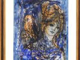 une image représentant un tableau où figurent une femme et un chat