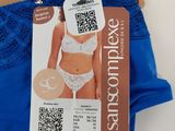 the panties are blue and white with a qr code attached to it