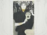 an image of a drawing of a woman in a black dress
