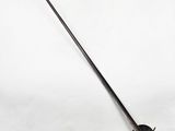 an old sword with a wooden handle on a white surface