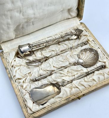 PUIFORCAT COUVERTS à mignardises QUATRE PIECES en argent 950 mil. Poin - Photo 1