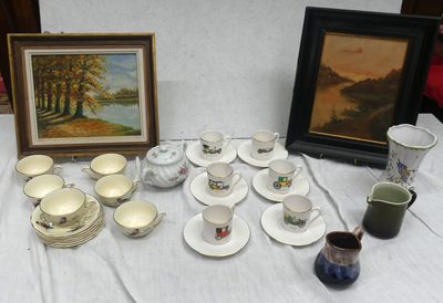a lot of cups and saucers on a table