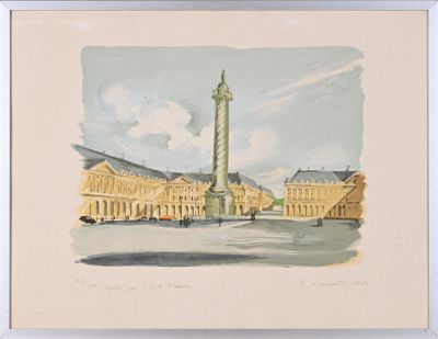 une photo d'un tableau représentant un monument au cœur d'une ville