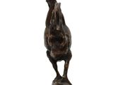 bronze statue of a horse on a pedestal on a white background