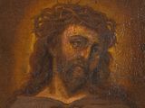 an oil painting of a man with a crown of thorns on his head