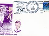 une image représentant une carte postale sur laquelle figure un homme debout à côté d'un avion