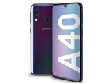 a close up of the back of a samsung galaxy a40 with the logo on it