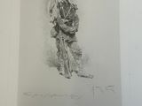 an old drawing of a soldier with a rifle in his hand