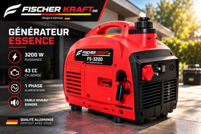 a red and black portable generator generator sitting on a patio