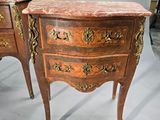 pair of louis xv style marble top commodes