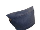 blue denim hat on white background with clipping for text