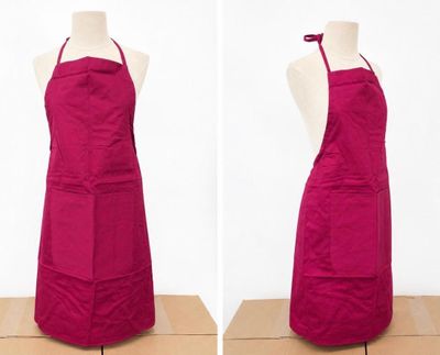 deux photos d'un tablier de femme sur un mannequin