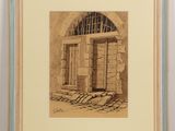 an image of a drawing of a doorway in a stone building