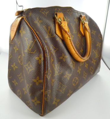 louis vuittoupe speedy bag in brown and tan leather