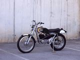 a motorcycle that is parked in a parking lot