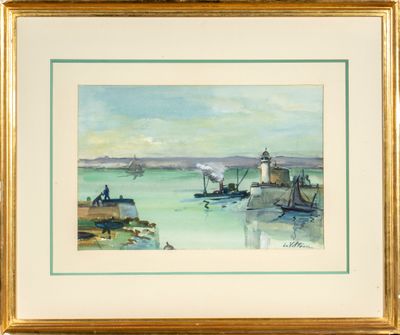 une image d'une peinture de bateaux dans un plan d'eau