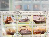 a picture of a stamp with a picture of a ship on it