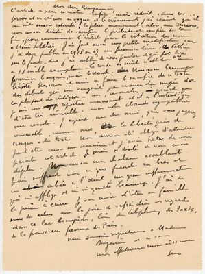 lettre manuscrite écrite à l'encre noire sur une feuille de papier