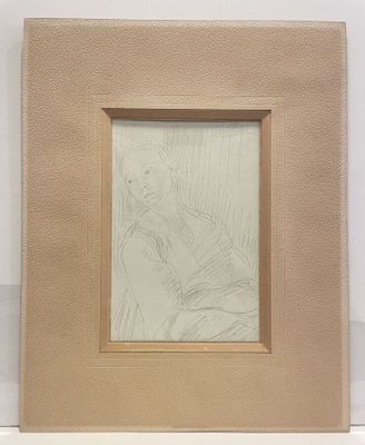 drawing of a woman sitting in a chair by a window