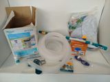 a box with a toilet and other items on it