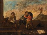 painting of a painting of a group of children playing with each other
