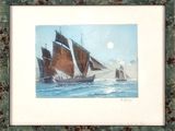 a picture of a painting of a sailboat in the water