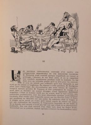 an old book with a drawing of a group of people sitting around a table