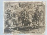 un dessin représentant un groupe d'hommes à cheval